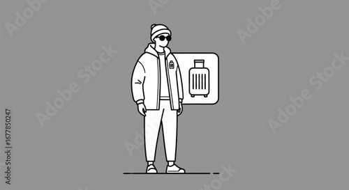 Stylish Traveler with Luggage Icon.