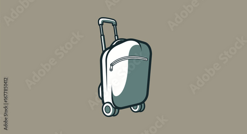 Modern rolling suitcase with telescopic handle and front pocket for travel.