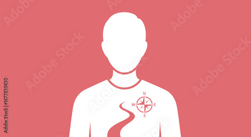 Person with Path and Compass Rose: Symbol of Direction and Guidance.