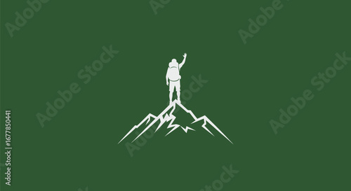 Triumphant Climber on Mountain Peak: A Symbol of Achievement.