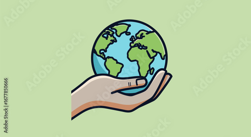 Protecting Our Planet: Earth Held in a Hand.