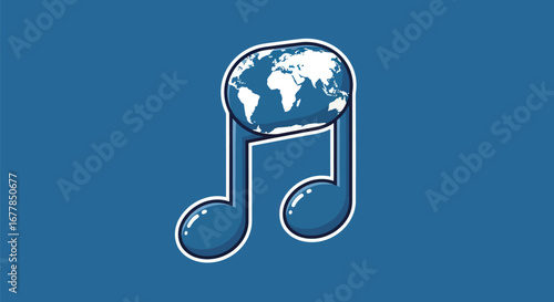 Global Music Note with World Map.