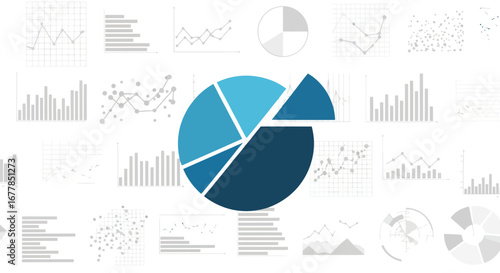 Pie chart representing data analysis and business statistics for reports and presentations.