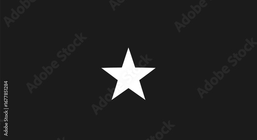 Single White Star on Black Background.