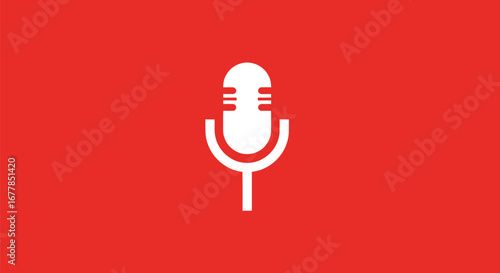 Simple white microphone icon for audio recording and broadcasting.