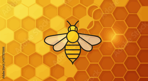 Detailed illustration of a honey bee with transparent wings.