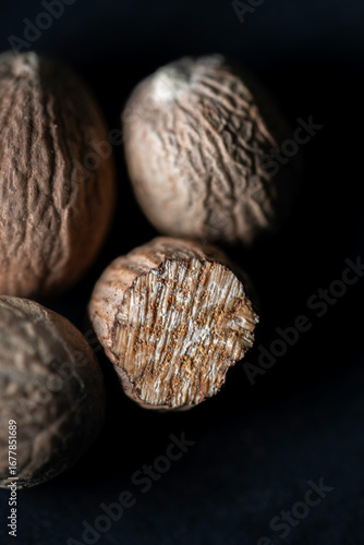 Closeup of whole nutmeg