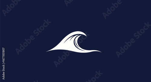 Simple elegant white ocean wave logo design.