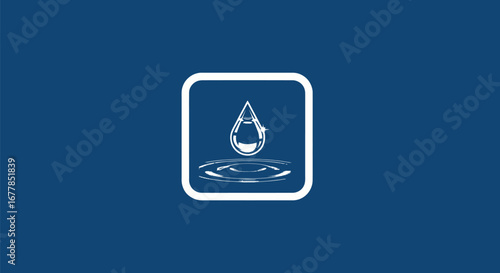 Stylized water drop icon creating ripples symbolizing purity and hydration.