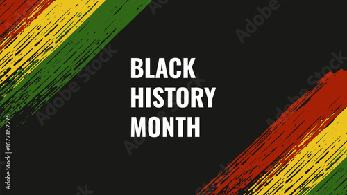 Black History Month African American history card celebration. Red yellow green color. Web page banner poster design. Vector.