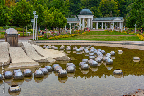 Singing fountain and colonnade in Marianske lazne, Czech republi