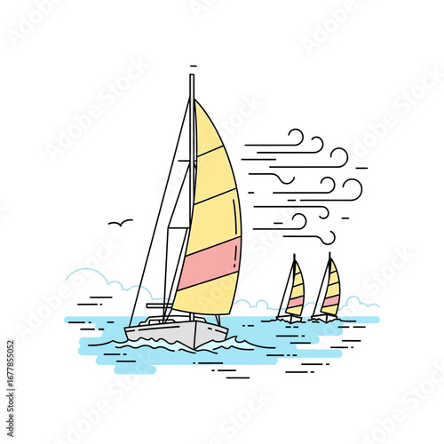 sailing boats on the ocean a summer wind for recreational boating maritime adventures and coastal lifestyle promotion
