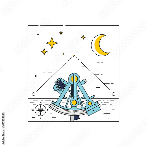 sextant at night under the moon and stars a vintage navigational tool for celestial navigation ideal for nautical themes