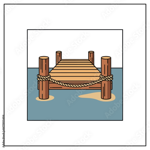 wooden dock with rope a tranquil lakeside scene showing rustic charm and peaceful retreat ideal for travel blogs