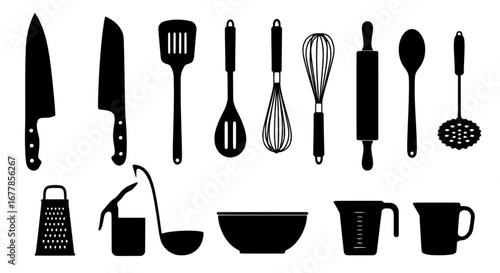 Kitchen tools for cooking, vector illustration
