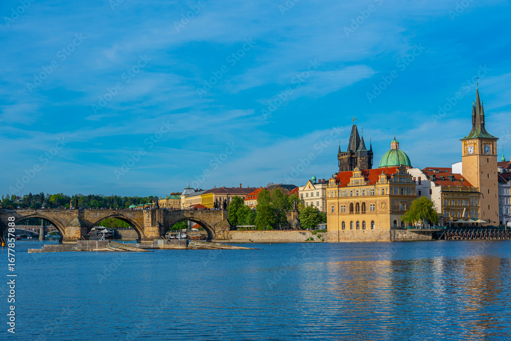 Obraz premium Charles bridge and Bedrich Smetana museum in Prague, Czech repub