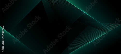 Green and dark abstract geometric luxury background vector. Social ads banner or Landing page.