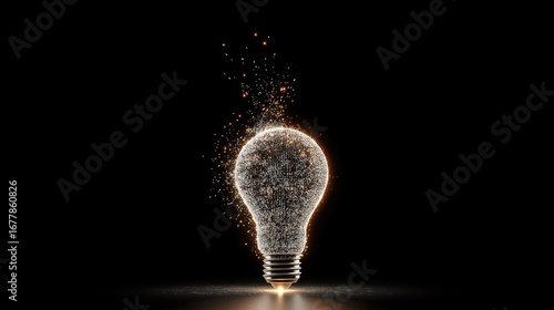 A lightbulb of data symbolizing the agentic AI agent using AGI superintelligence for ASI autonomy during the singularity