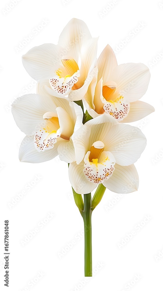 Obraz premium A delicate arrangement of white orchids showcasing their intricate beauty and elegance, perfect for any floral design.
