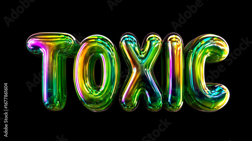 Toxic Word Balloon Text in Iridescent Green