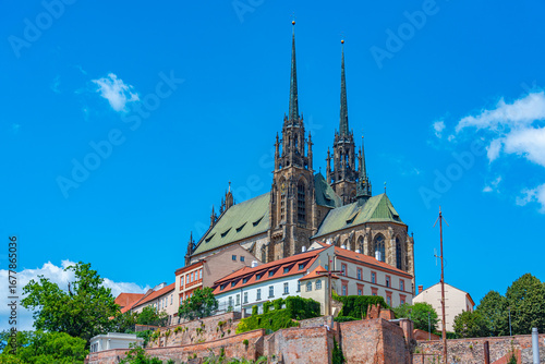 Photography Saint Peter and Paul cathedral and skyline of Brno, Czech republ