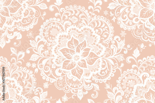 Elegant floral pattern with intricate lace details, perfect for adding a touch of vintage charm and sophistication