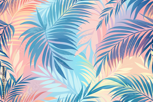 Trendy tropical summer vibe with stylized palm leaves pattern for textile and fashion design projects