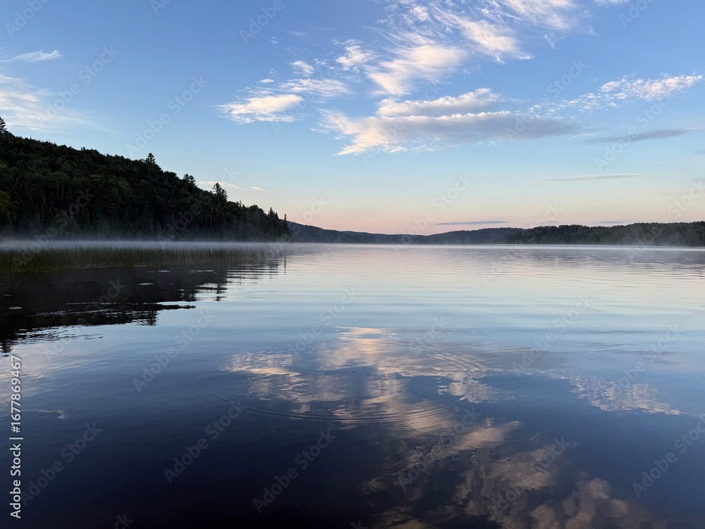 Fototapeta premium Summer morning in Mastigouche Wildlife Reserve, Quebec, Canada