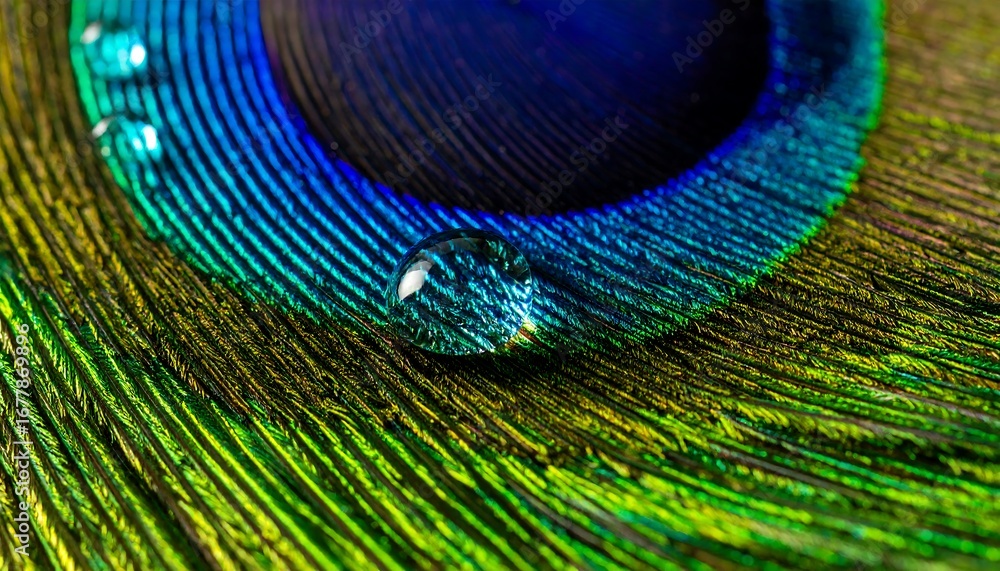Fototapeta premium Detailed close-up of a peacock feather