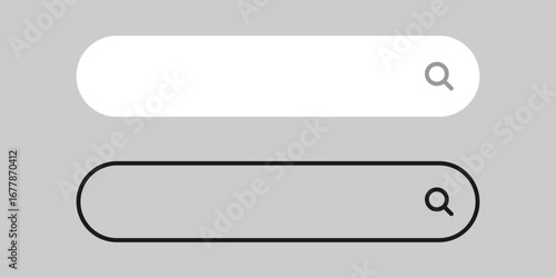 Search bar frame with magnifying glass icon and mouse cursor icon, Internet search box template with magnifier icon for web page internet browser