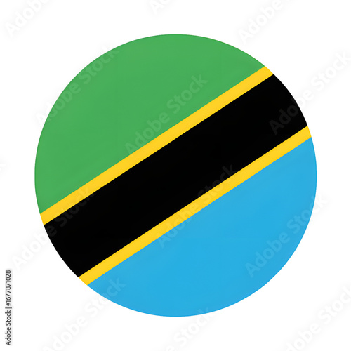 Free Download Tanzanian flag in a round design, vibrant colors symbolizing national pride and unity for diverse applications - GFXLoad