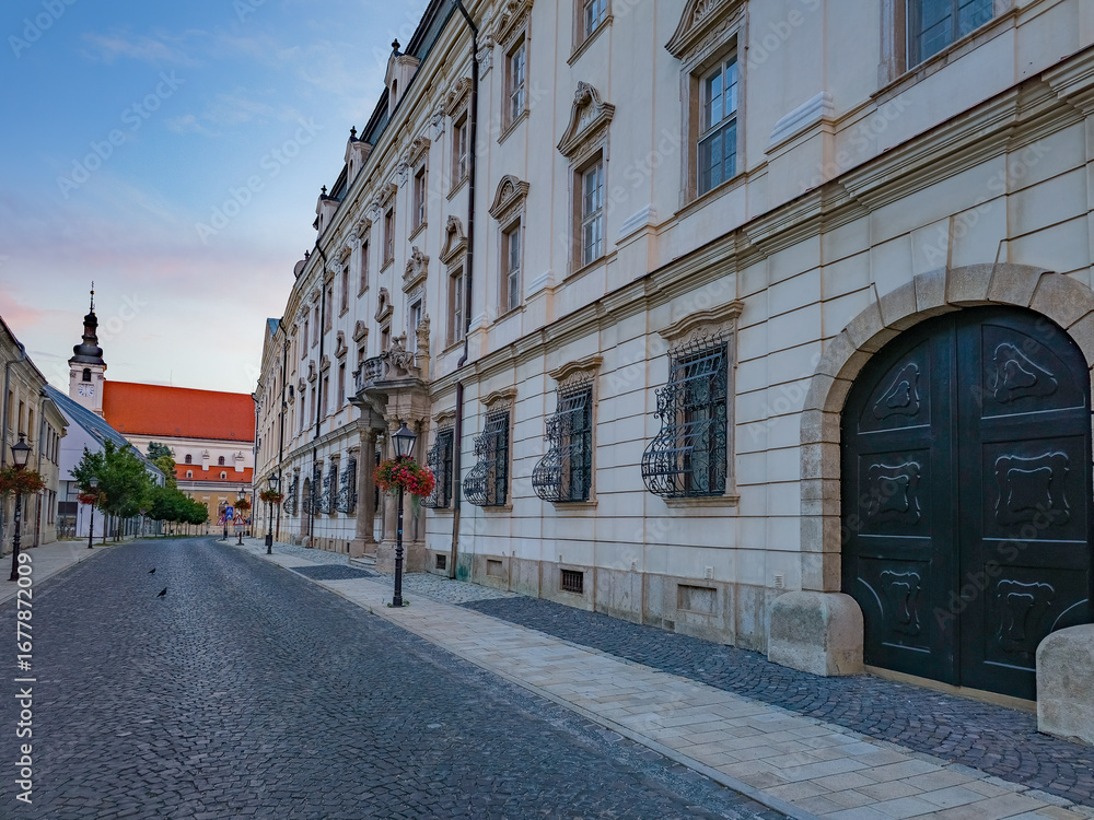 Fototapeta premium Historical houses in the old town of Trnava, Slovakia