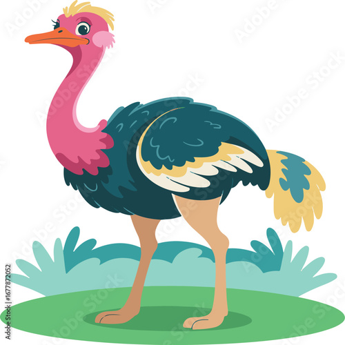ostrich cartoon isolated on white