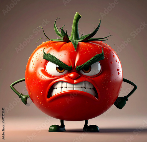 Funny Cartoon Angry Tomato