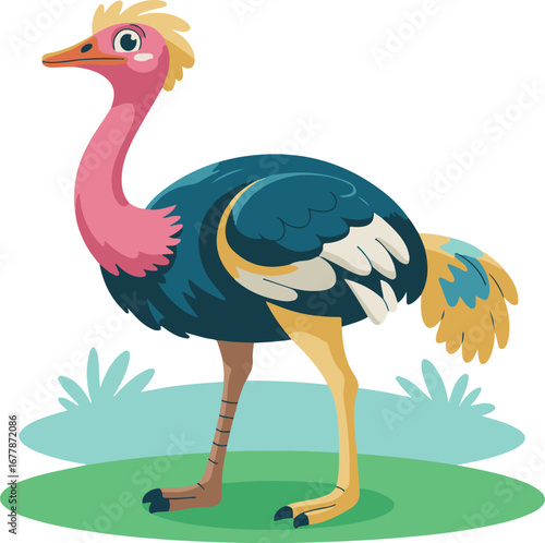 ostrich cartoon isolated on white