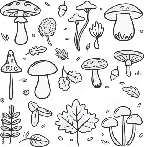 mushrooms seamless pattern