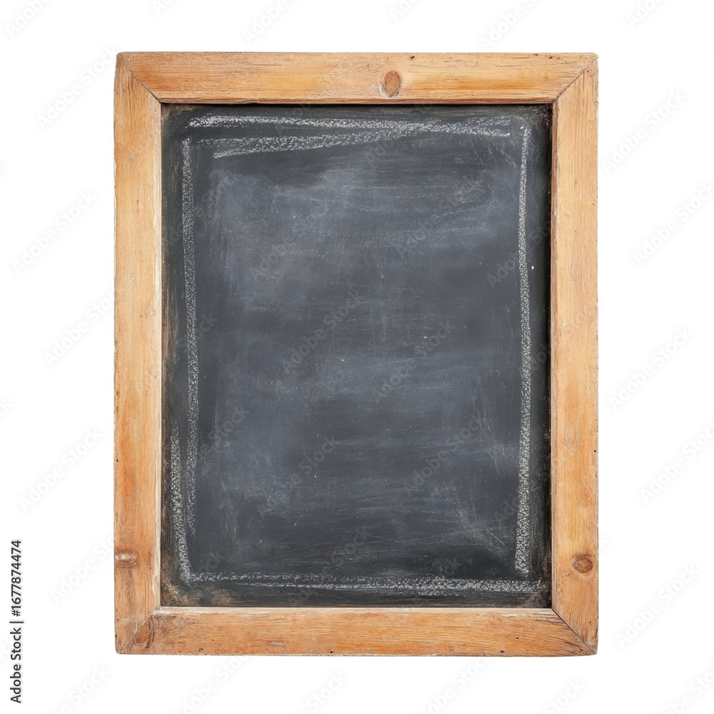 Fototapeta premium Old wooden frame blank chalkboard rustic empty isolated education vintage textured