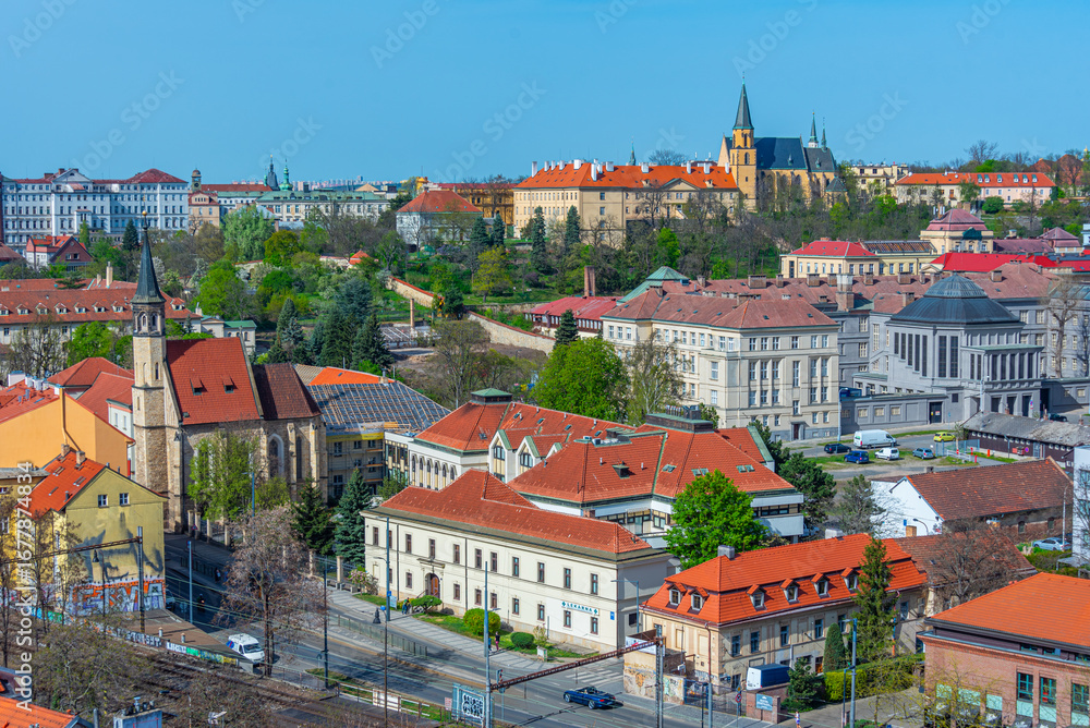 Fototapeta premium Panorama view of Vinohrady in Prague, Czech republic