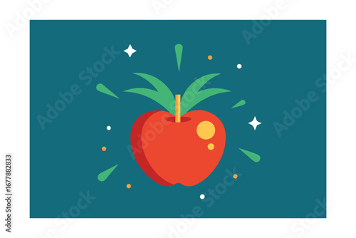 apple fruit food vector leaf healthy illustration design icon