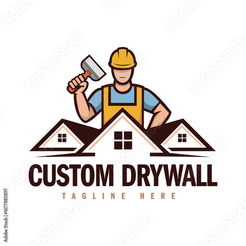 Professional Drywall Logo design template for construction
