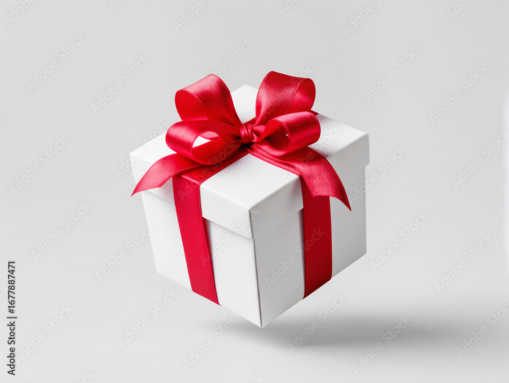 Obraz premium gift box with red ribbon