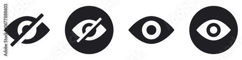 eye icon set. vision icon, see view icons - eyesight symbol - invisible eye hide icon, incognito icon no eye view hidden icon set. vision icon, unsee icons