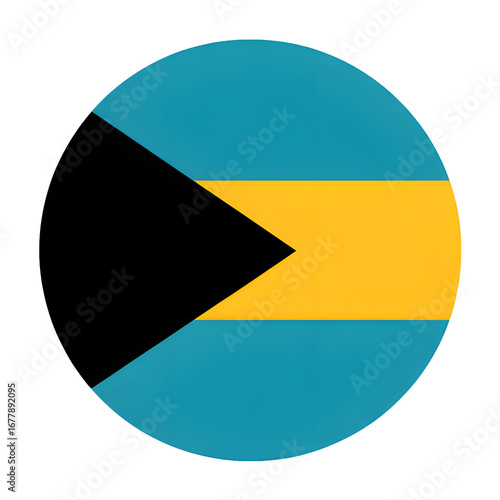 Free Download Vibrant round emblem of the Bahamas flag, perfect for travel, tourism, and national identity projects, bold and eye-catching - GFXLoad