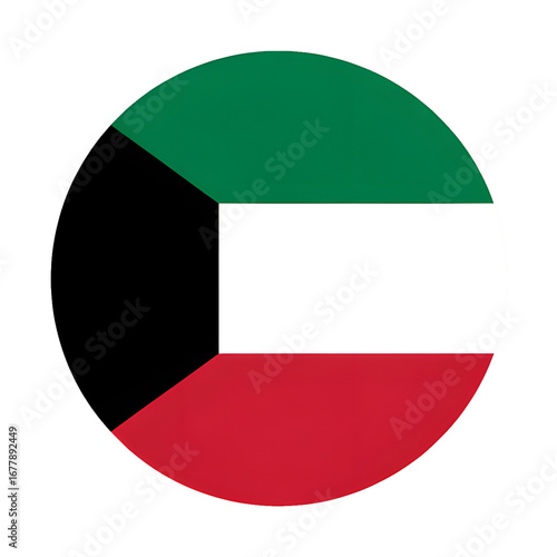 Kuwait flag in a circular design representing national pride and cultural heritage, perfect for various projects. Free Download Kuwait flag in a circular design representing national pride and cultural heritage, perfect for various projects. - GFXLoad