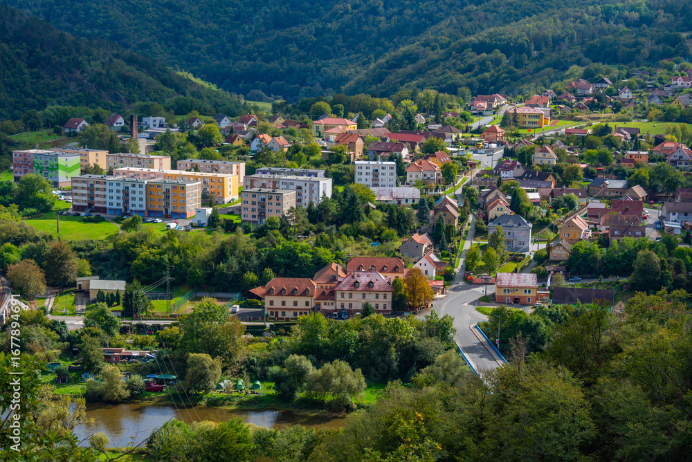 Naklejka premium Panorama view of Roztoky town in Czech republic