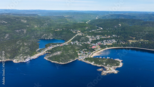 Fototapeta Naklejka Na Ścianę i Meble -  Tadoussac Quebec Canada - Aerial view