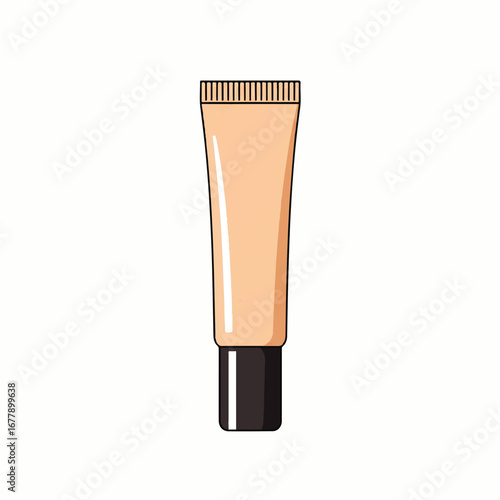 Cosmetic Foundation Tube Depicting Skincare and Beauty Products