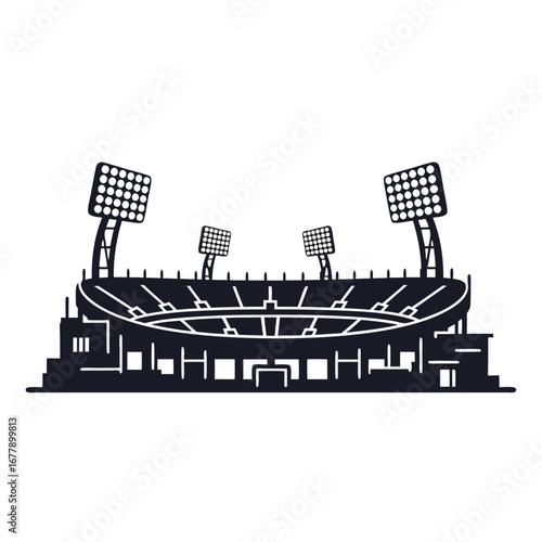 American football ball in front of illuminated stadium floodlights for sports game event and championship 