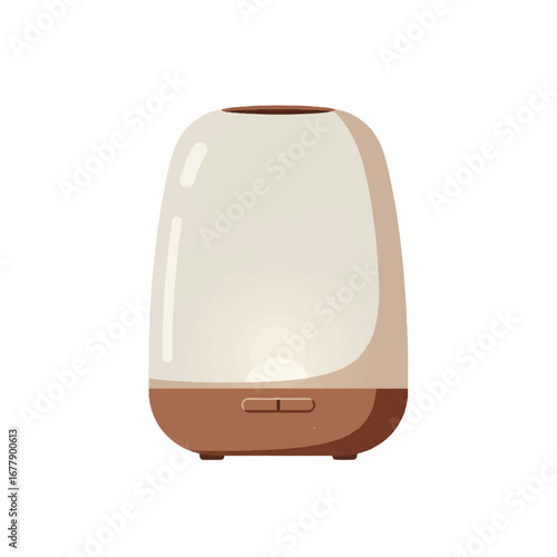 Modern beige aroma diffuser with soft glow and dual button control