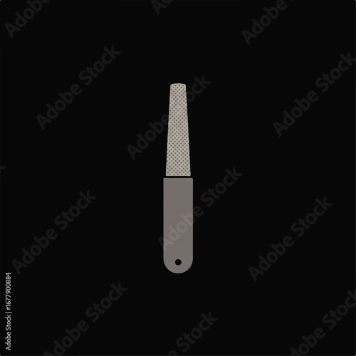 Simple Gray Nail File Icon Against Black Background